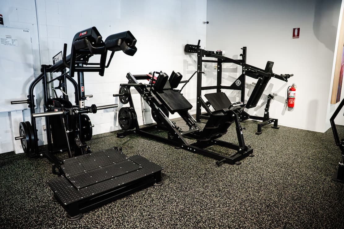 Leg press machines and plate-loaded equipment