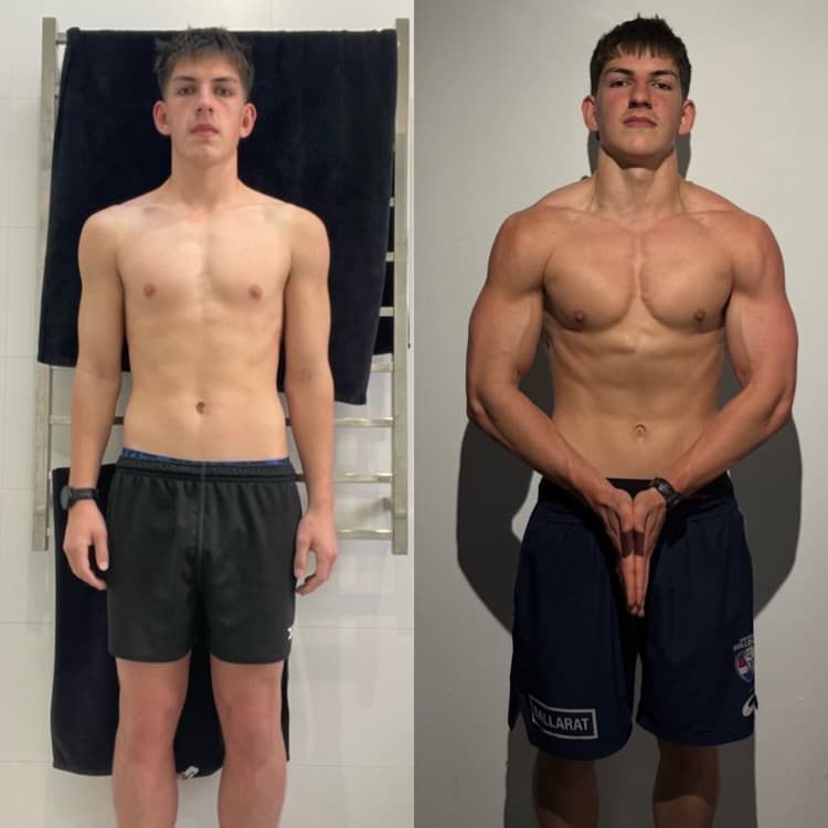 Client back transformation showing muscle development