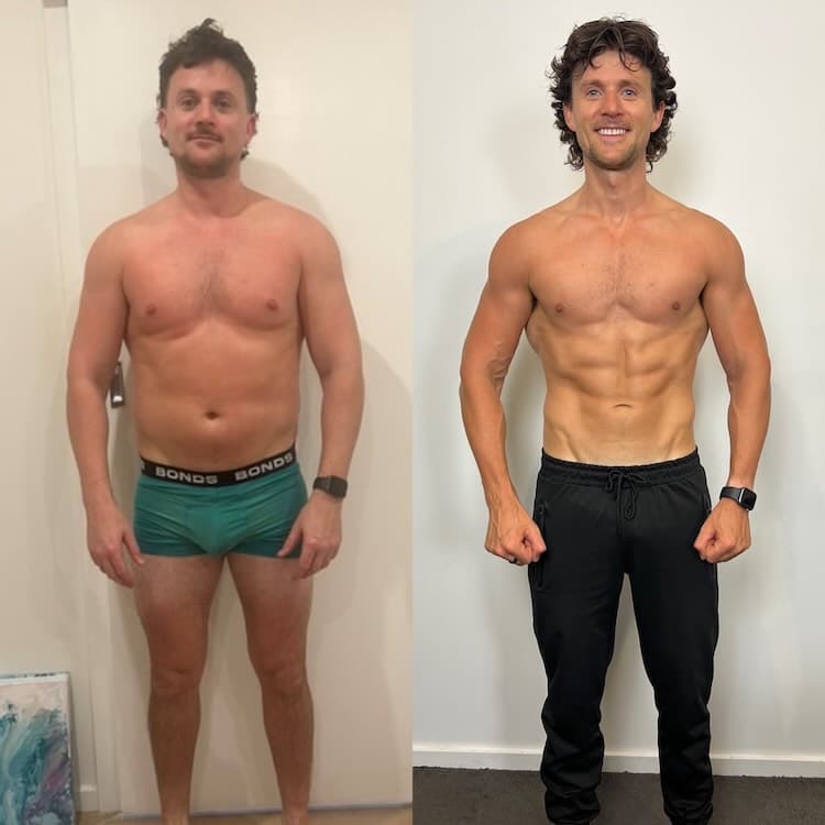 Client transformation - man significant fat loss