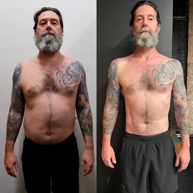 Client transformation - bearded man fat loss and toning