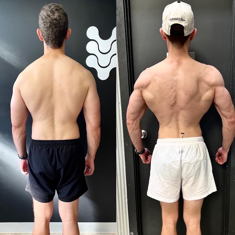Client transformation - man back muscle and definition