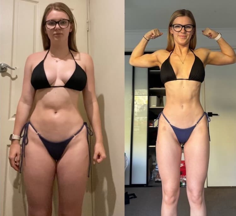 Client transformation - young woman fat loss and muscle tone
