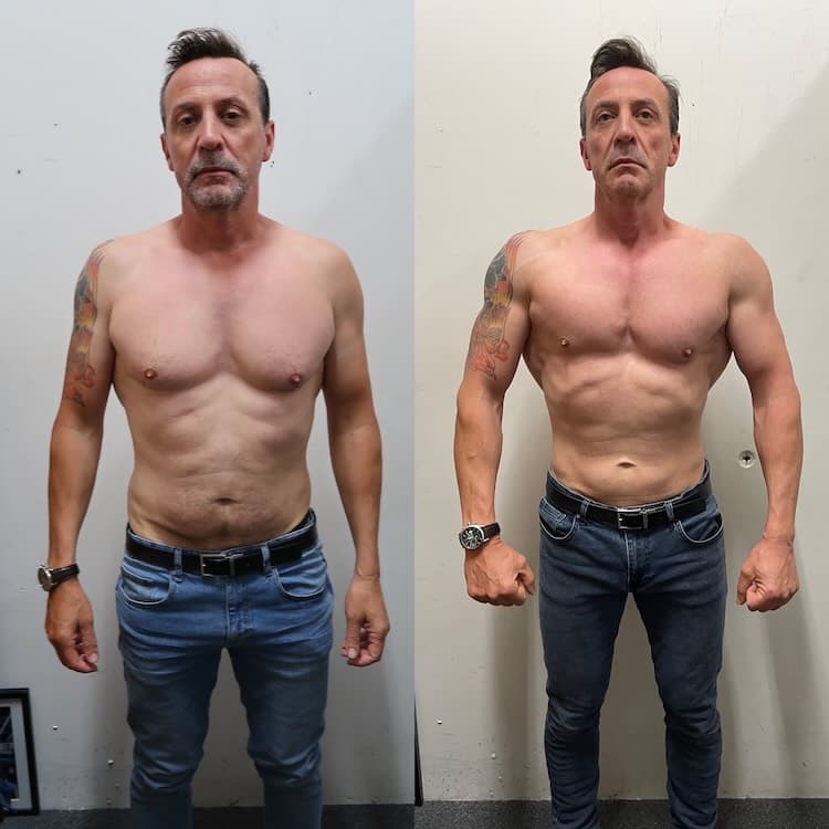 Client transformation - older man muscle gain